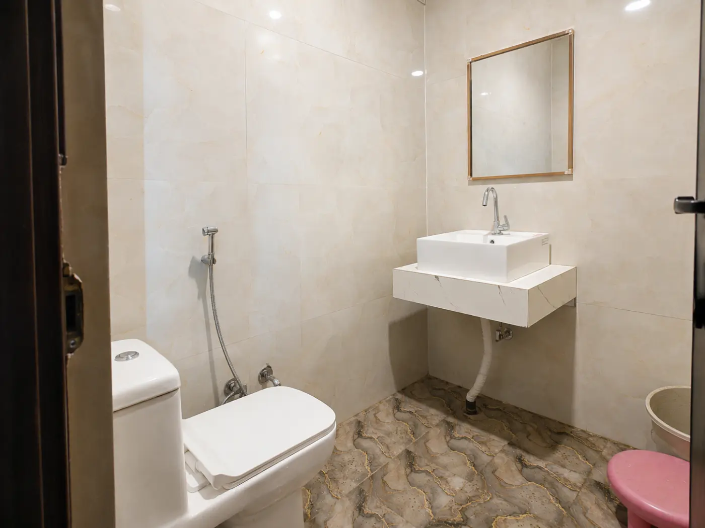 Attached modern washroom at Hotel Mithila